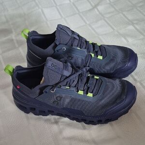 On Running Men's Dark Purple and Lime Athletic Shoes